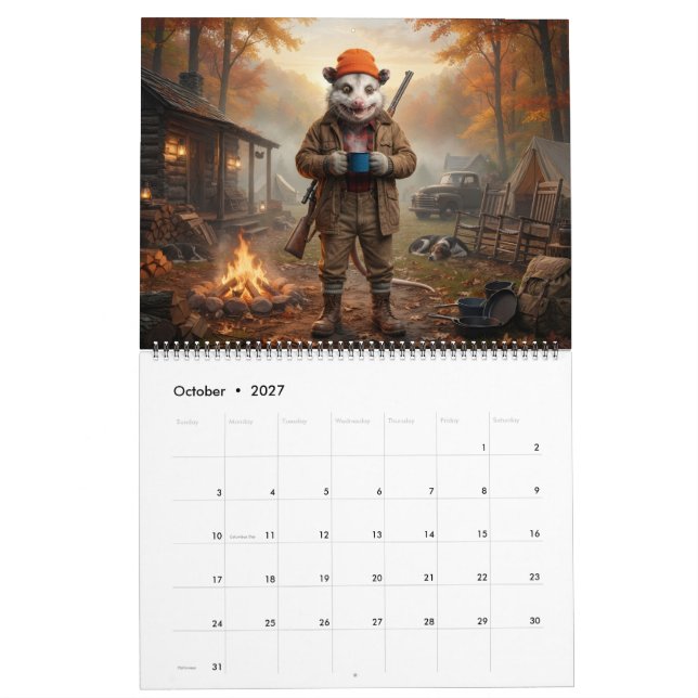 Americana Possum-kalender Rustik Patriotisk Kalender (Oct 2027)