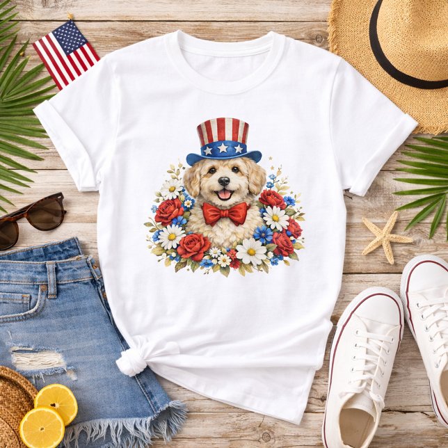 Americana Puppy Illustration T Shirt (Skapare uppladdad)