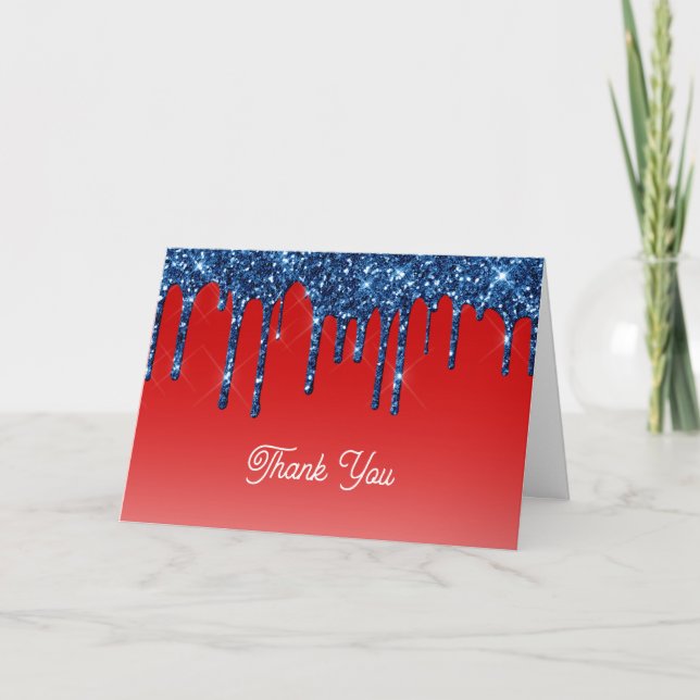 Americana Red Blue Glitter Drip Tack Kort (Framsida)