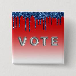 Americana Red Blue Glitter Drip Vote Knapp