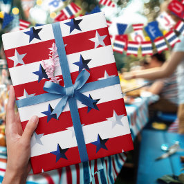 Americana Red White Blue Stars And Stripes Presentpapper