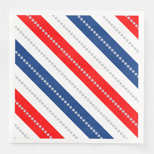 Americana Red White Blue Stars & Stripes Pappersservett (Framsida)