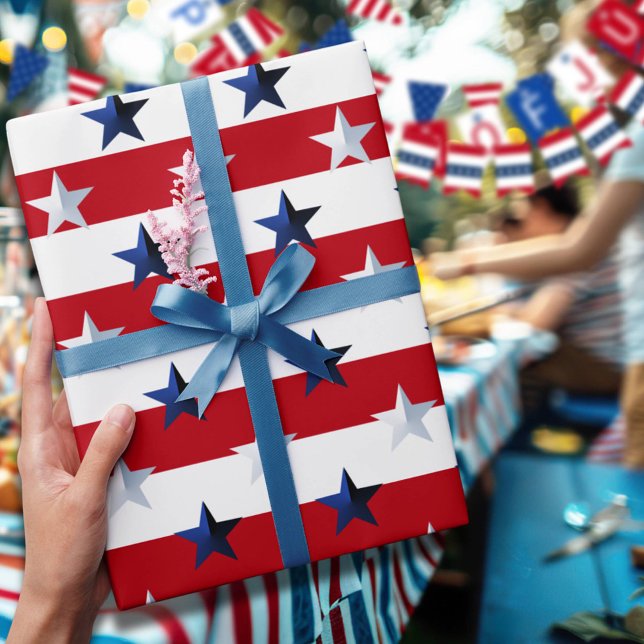 Americana Röd Vit Blå Stjärnor Och Ränder Presentpapper (Skapare uppladdad)