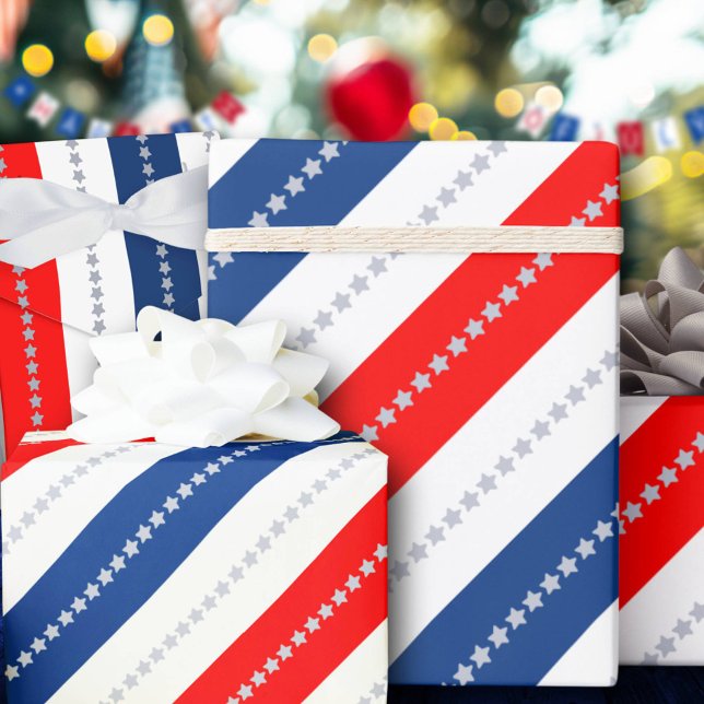 Americana Röd Vit Blå Stjärnor & Ränder Presentpapper (Skapare uppladdad)