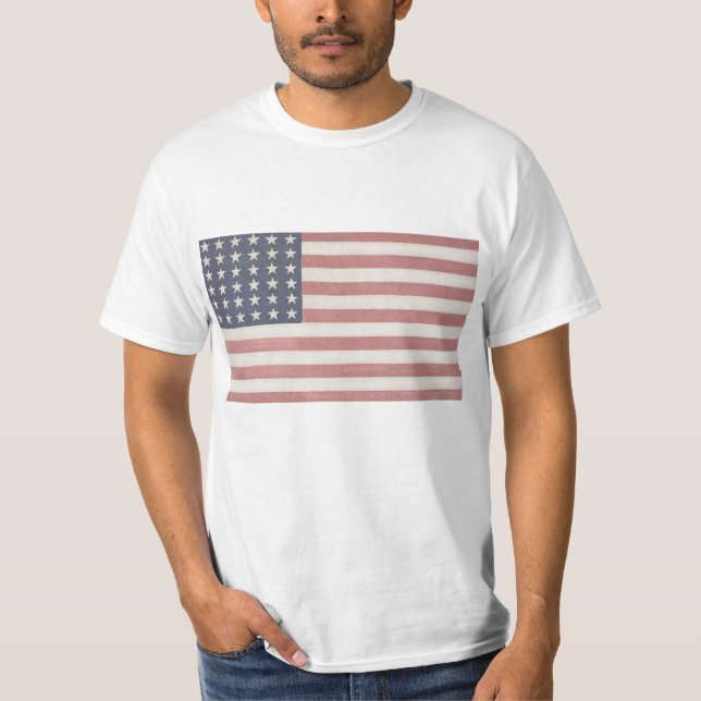 Americana Rustic American Flagga T Shirt (Framsida)