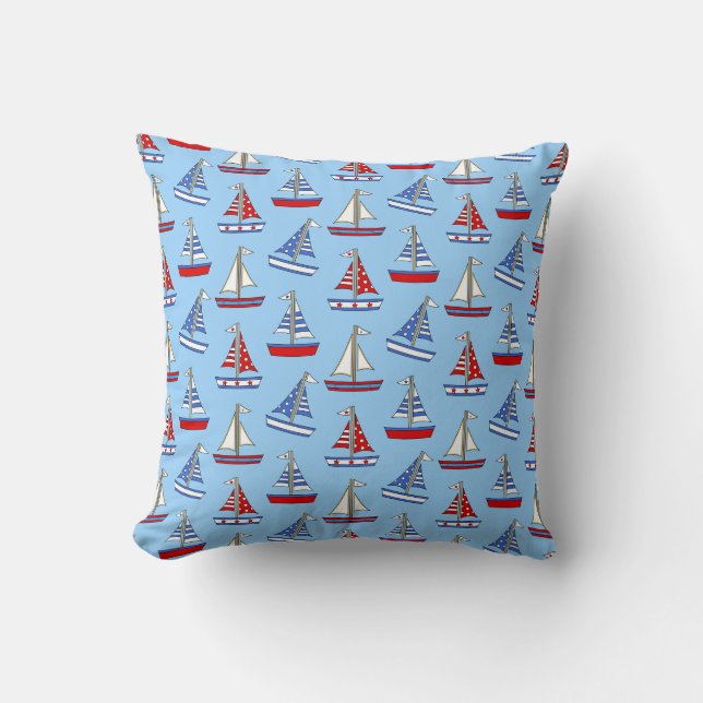Americana Sailboat Pillow Kudde (Framsida)