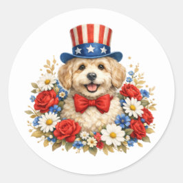 Americana Valp Illustration Runt Klistermärke