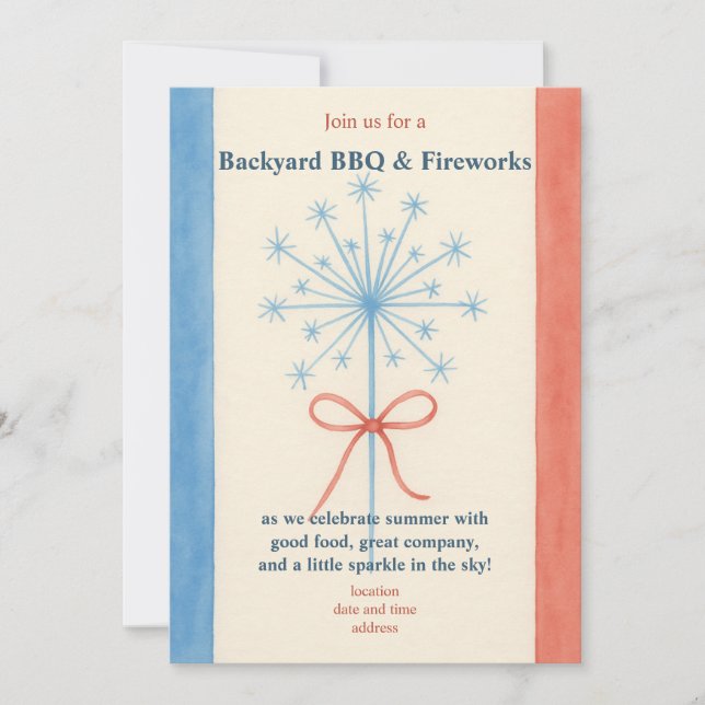 Americana Watercolor BBQ-inbjudan Inbjudningar (Framsida)