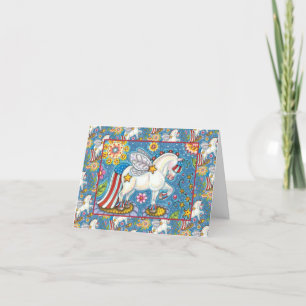 AMERICANA WHIMSYNICKER PATRIOTIC PONY Cute Fantasy Helgkort