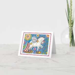 AMERICANA WHIMSYNICKER PATRIOTIC PONY Cute Fantasy Helgkort
