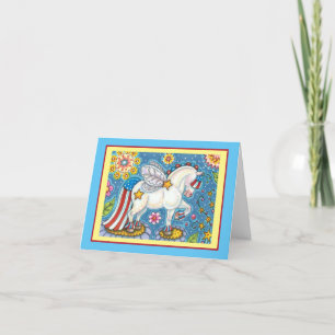 AMERICANA WHIMSYNICKER PATRIOTIC PONY Cute Fantasy Helgkort