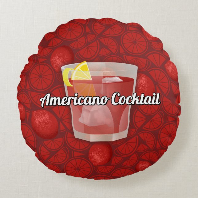 Americano Cocktail Rund Kudde (Framsidan)