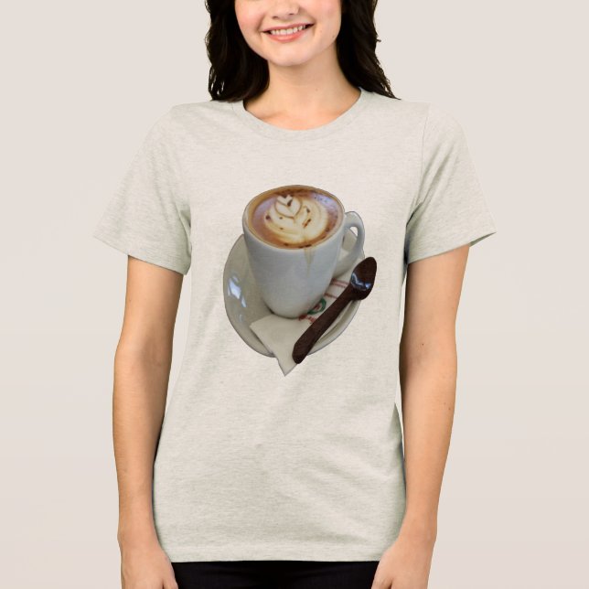 Americano Coffee with Tulip Design And Chocolate T Shirt (Framsida)