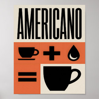 Americano Kaffe Formel Minimalistisk Orange Poster