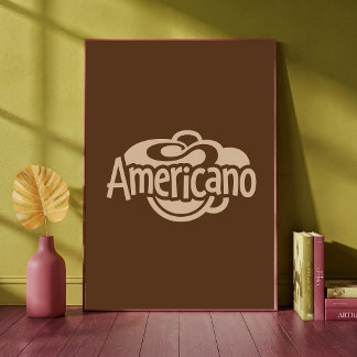 Americano Kaffe Typografi Retro Konsttryck Poster