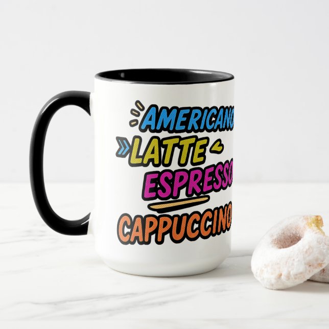 Americano Latte Espresso Cappuccino Rolig Kaffe  Mugg (Med munk)