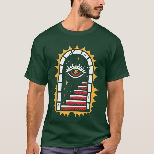 Americanraditional Old Schoolattoo Flash Ink Stair T Shirt (Framsida)