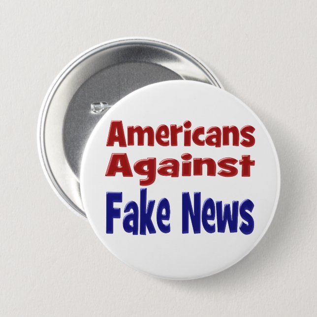Americans Against Fake News red blue text Knapp (Framsida & baksida)
