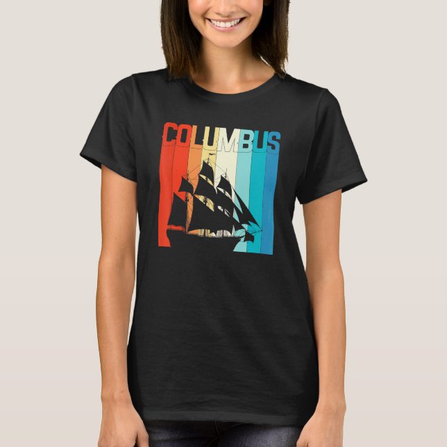 Americans Discovered Columbus Day Vintage People's T Shirt (Framsida)
