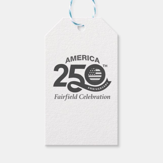 America's 250th Anniversary Fairfield Celebration  Presentetikett (Framsidan)