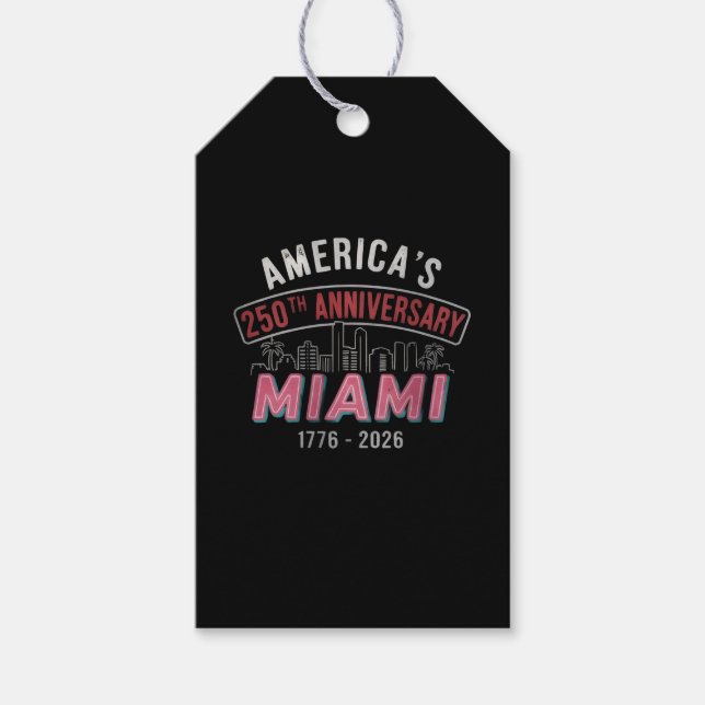 America's 250th Anniversary Miami Skyline Patrioti Presentetikett (Framsidan)