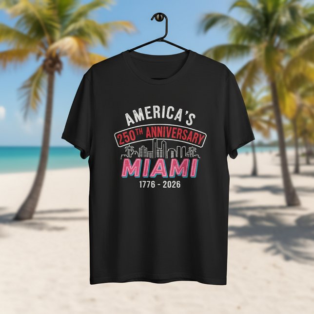 America's 250th Anniversary Miami Skyline Patrioti T Shirt (Skapare uppladdad)