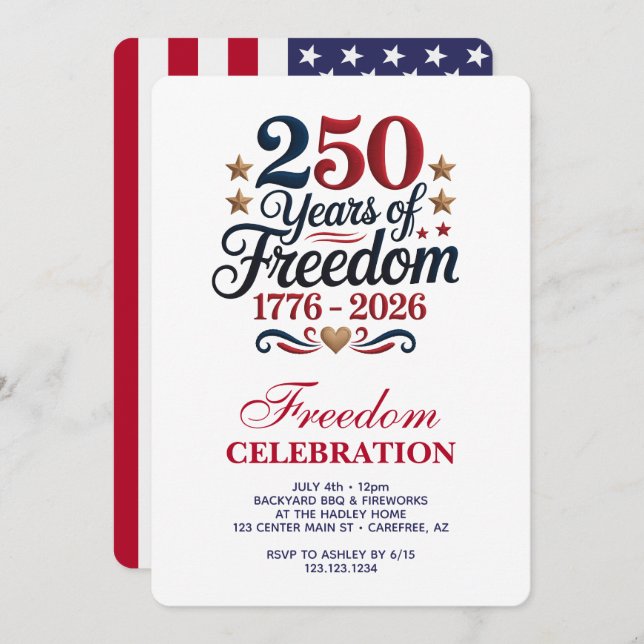 America's 250th Anniversary Party Inbjudningar (Fram/baksida)