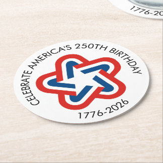 America's 250th Birthday - 1776-2026 Vintage Star Underlägg Papper Rund