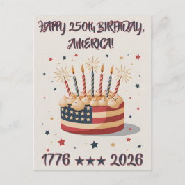 America's Big 250th Birthday Party Invite Postcard Vykort
