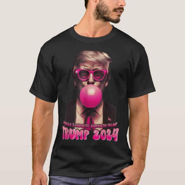 Americas Favorite dömd Felon Rosa Trump Bubbl T Shirt (Framsida)