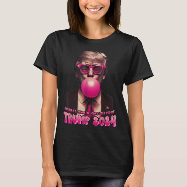 Americas Favorite dömd Felon Rosa Trump Bubbl T Shirt (Framsida)