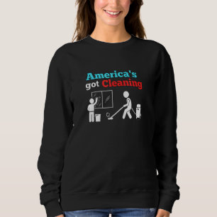 Americas Har Städning Patriotic Window Tvättande V T Shirt