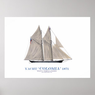americas koppyacht "colombia" 1871, tony fernandes poster