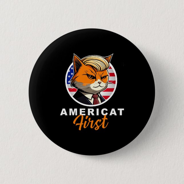 Americat First Funny Patriot America Cats Presiden Knapp (Framsida)