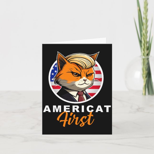 Americat First Funny Patriot America Cats Presiden Kort (Framsida)