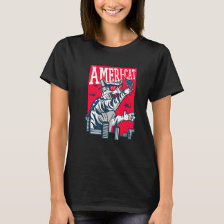 Americat Patriotisk Amerikansk Katt Stolthet 4:e J T Shirt