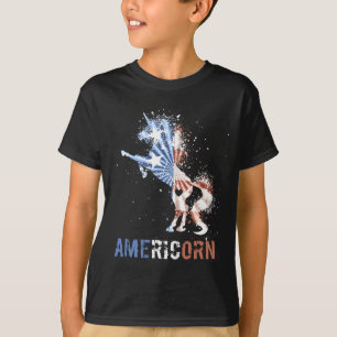 Americorn amerikansk flagga patriotisk enhörning 4 t shirt
