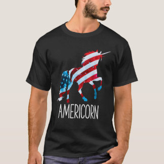 Americorn Unicorn 4:e juli Mericorn Merica Girl T Shirt