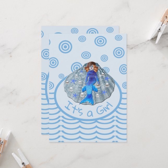 Americus Havsfruskal Det är en flicka Inbjudningar (Fram/Back In Situ)