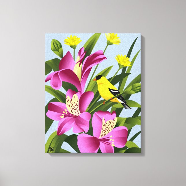 Amerienskogssiska och Alstroemeria  Blomsterkonst Canvastryck (Framsida)