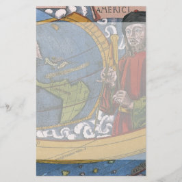 Amerigo Vespucci Explorer på Karta i Amerika Brevpapper