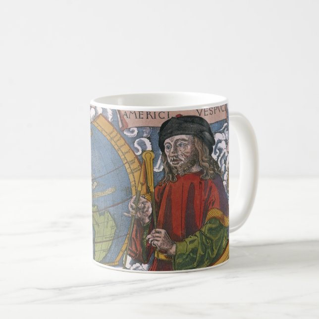 Amerigo Vespucci Explorer på Karta i Amerika Kaffemugg (Framsida höger)