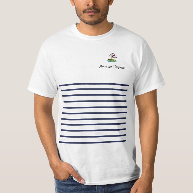 Amerigo Vespucci fodrade T-tröja T-shirt (Framsida)