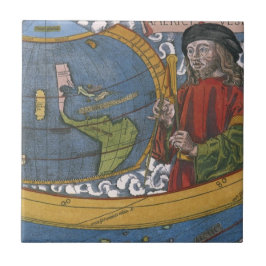 Amerigo Vespucci - Upptäcktsresande på en karta öv Kakelplatta