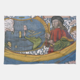 Amerigo Vespucci - Upptäcktsresande på en karta öv Kökshandduk