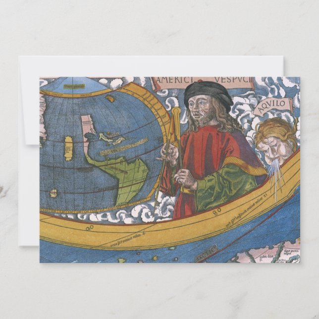 Amerigo Vespucci Upptäcktsresande på en karta över (Framsida)