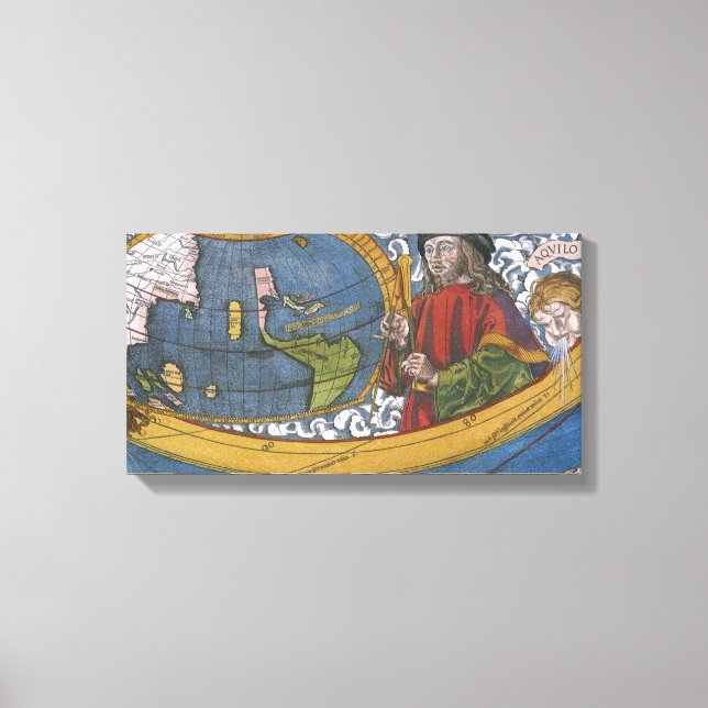 Amerigo Vespucci Upptäcktsresande på en karta över Canvastryck (Framsida)