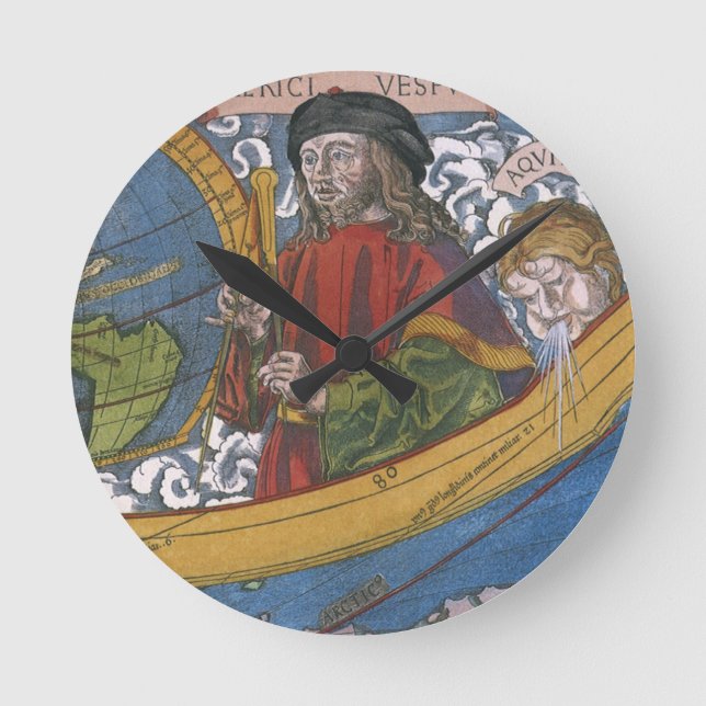 Amerigo Vespucci Upptäcktsresande på en karta över Rund Klocka (Framsida)