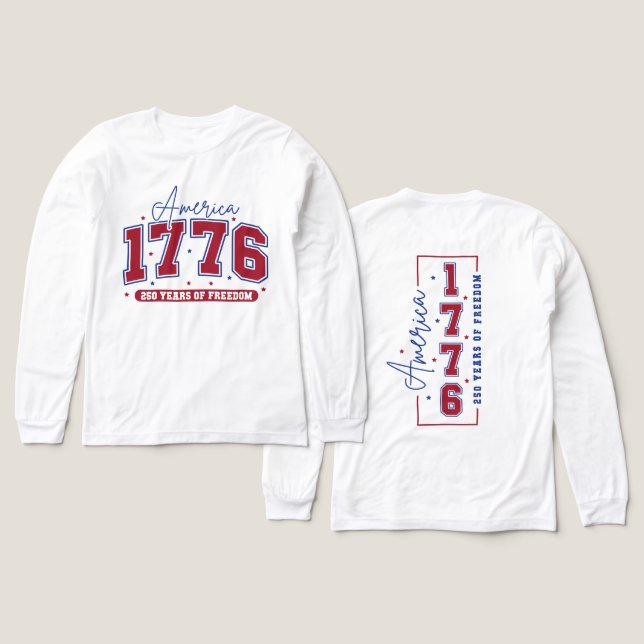 Amerika 1776 250 År T Shirt (Design framsida och baksida)