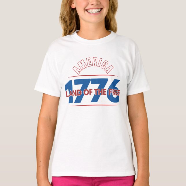 AMERIKA 1776 DE FRIHETENS LAND   T SHIRT (Framsida)
